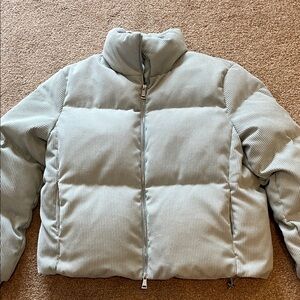 KNOCKOFF Moncler Light Aqua Ribbed Jacket